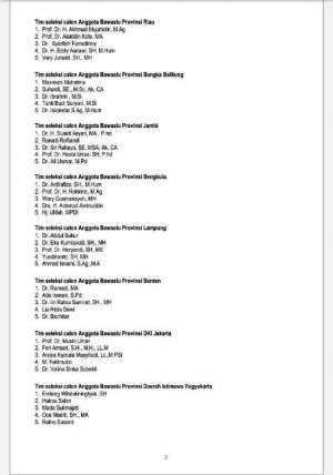BREAKING NEWS: Timsel Calon Bawaslu Provinsi Jambi Terbentuk, Ini Nama-namanya