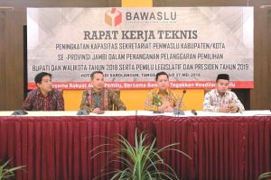 Hadapi Pilkada dan Pileg 2019, Bawaslu Provinsi Jambi Latih Staf Panwas Tangani Pelanggaran