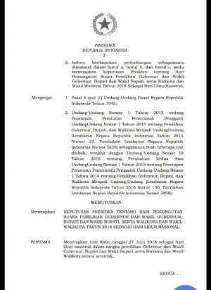 Hari H Pencoblosan 27 Juni Libur Nasional