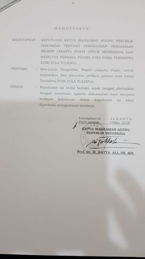 Ternyata Zola Tidak Sidang di Jambi tapi di PN Jakarta Pusat