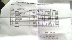 Soal Gizi Buruk, Dari Tahun 2016 hingga Juni 2018 di Provinsi Jambi Ada yang Meninggal Dunia