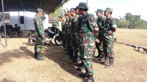 Kapten Inf Tarimo Pimpin Apel Pagi Jelang Persiapan Penutupan TMMD Ke-102 Di Desa Bonomerto