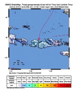 Gempa lagi 5 SR di di Lombok Malam Ini