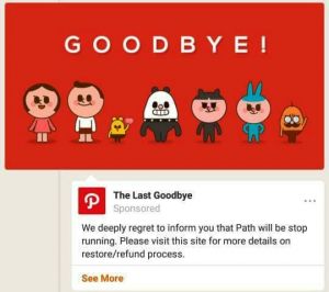 Ucapkan Selamat Tinggal,Path Tutup Layanannya