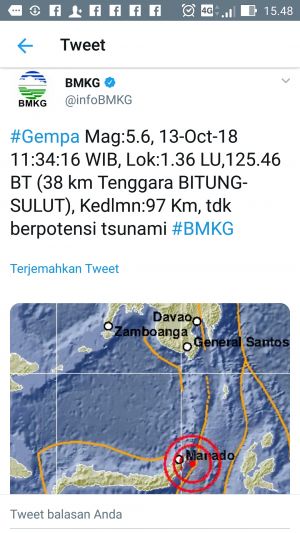 Gempa 5,6 SR Guncang Manado