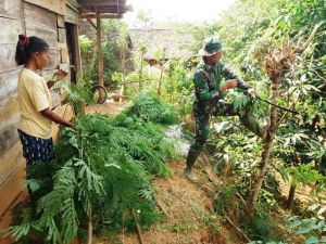 Serda Ngadiman Bantu Warga Ambil Makanan Kambing
