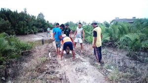 Begini Kebersamaan Masyarakat dan Satgas TMMD Perbaiki Jalan Setapak