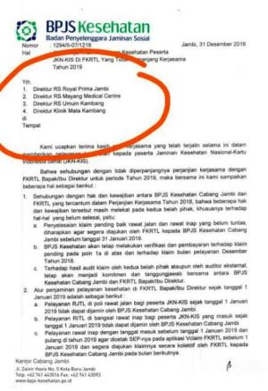Nah, Mulai 2019 Tiga Rumah Sakit dan Satu Klinik di Jambi Tak Terima Pasien BPJS   
