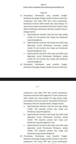 Asyik...OJK Turunkan DP Mobil dan Motor Menjadi Nol Persen