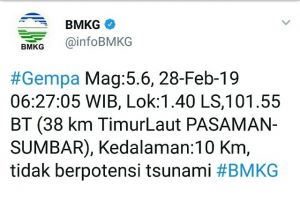 Gempa di Pasaman Terasa Hingga Bungo, Pengunjung Hotel Langsung Keluar dari Kamar