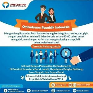Ombudsman RI Buka Rekruitmen Kepala Perwakilan Ombudsman Jambi