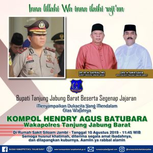 Bupati Safrial Sampaikan Duka Mendalam Atas Wafatnya Wakapolres Tanjabbar