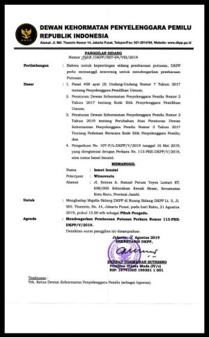 Dugaan Langgar Etik Soal Caleg Pindah Parpol, DKPP Putuskan Nasib KPU Sarolangun Siang Ini