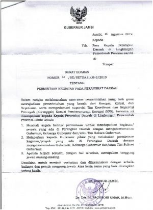 Fachrori Keluarkan SE ke OPD Tak Layani Orang yang Catut Nama Gubernur dan Keluarga Minta Proyek