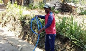 Pengecoran Jalan TMMD Terkendala Air