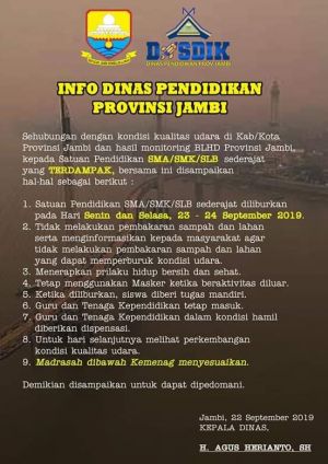 Pemprov Jambi Liburkan Siswa SMA/SMK dan Sederajat Dua Hari