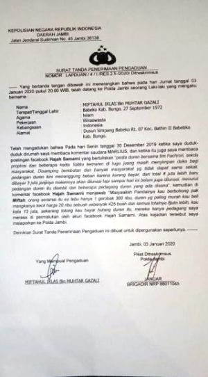 Disebut Kurang Bayar saat Pesta Duren, Tim Keluarga Fachrori Laporkan Akun FB Hajah Samarni ke Polda