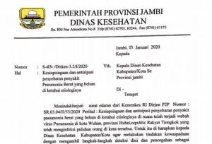 Waspada Virus Pneumonia, Dinkes Provinsi Jambi Layangkan SE Kesiapsiagaan