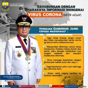 Pemprov Jambi Himbau Masyarakat Tidak Panik Dengan Virus Corona