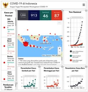 Bertambah 153 Orang, Total Positif Corona di Indonesia, 1.047 Kasus, 46 Orang Dinyatakan Sembuh