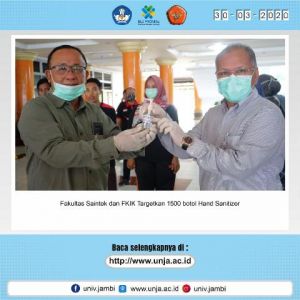 Kolaborasi Fakultas Saintek dan FK Unja Targetkan 1500 Botol Hand Sanitizer