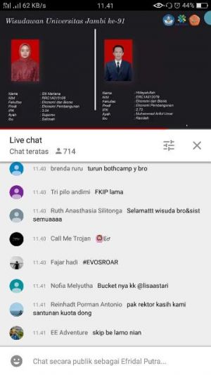 Wisuda Secara Virtual, Wisudawan UNJA Hanya Pakai Baju Tidur