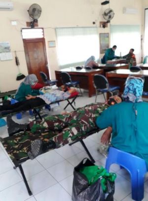 Sambut HUT RI ke 75, Koramil Jajaran Kodim 0716/Demak Gelar Donor Darah