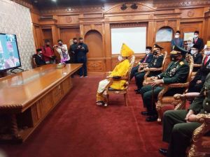 Bersama Forkopimda, Danrem 042/Gapu Ikuti Peringatan Detik detik Proklamasi Secara Virtual