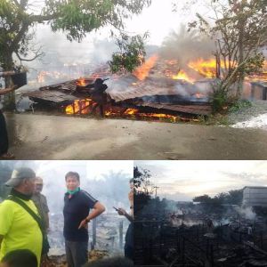 Kebakaran Di Mendahara Ulu Hanguskan Belasan Rumah, Ketua DPRD Tanjabtim Turun ke Lokasi
