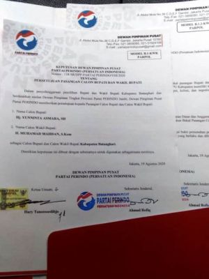 Dukung Calon Survei Tertinggi, Partai Perindo Resmi Usung Yunninta-Mahdan