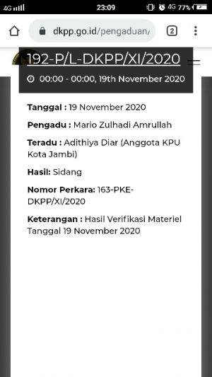 Sudah Mundur dari KPU Kota Jambi, Komisioner Ini Masih Dilaporkan Ke DKPP