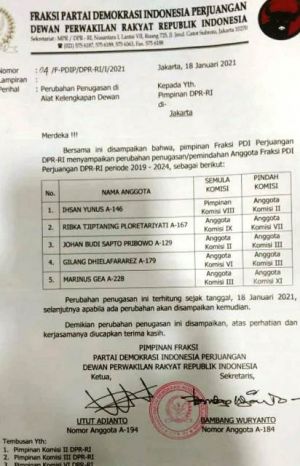 Fraksi PDIP DPR RI Rombak AKD, Ihsan Yunus dan Ribka Tjiptaning Ikut Dirotasi
