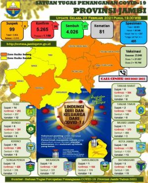 Update Data Covid-19 Provinsi Jambi Bertambah 26 Orang, Berikut Datanya