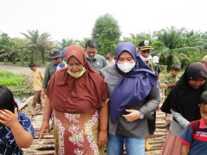 Tinjau Program TMMD, Bupati Masnah Disambut Antusias Warga Sungai Terap