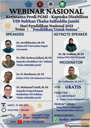 Peringati Hari Pendidikan Nasional, Prodi PGMI–Kapuska Disabilitas UIN STS Gelar Webinar Nasional