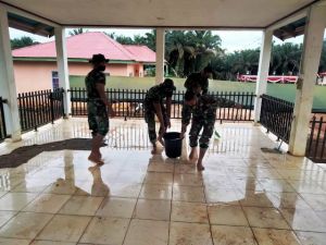 Jelang Kunjungan Wasev, Satgas TMMD Kodim Sarko Siapkan Posko 