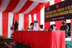 Danrem 042/Gapu Bacakan Sambutan Panglima Kodam ll/Swj Pada Penutupan TMMD 111 Kodim Sarko