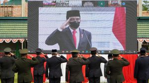Danrem 042/Gapu Bersama Forkopimda Ikuti Upacara HUT ke-76 TNI Secara Virtual 