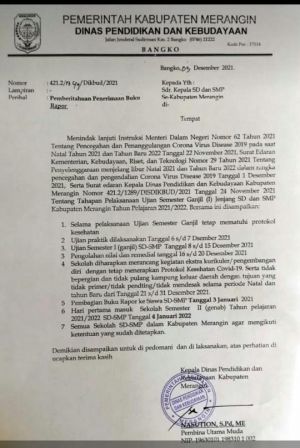 Disdikbud Merangin Keluarkan Surat Larangan Bepergian Selama Masa Nataru