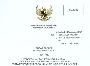 Mendagri Terbitkan Edaran Pencegahan dan Penanggulangan Varian Omicron