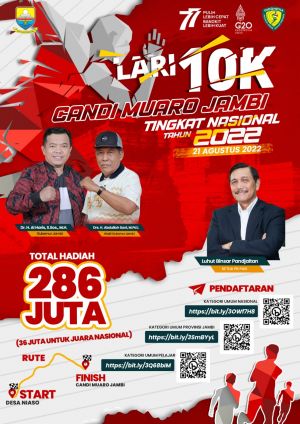 Pemprov Adakan Lomba Lari Candi Muaro Jambi 10 K, Buruan Daftar Hadiah Ratusan Juta Rupiah 