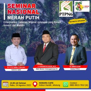 PTPN 6 Gelar Seminar Nasional Hadirkan Wakil Menteri Tenaga Kerja Bicarakan Peluang Kerja Milenial
