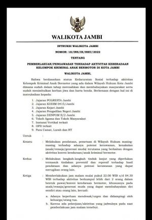 Geng Motor Kian Marak, Wako Jambi Berlakukan Jam Malam