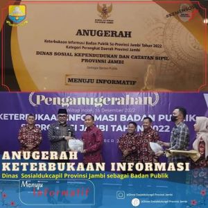 Menuju Informatif, Dinsosdukcapil Provinsi Jambi Terima Penghargaan Keterbukaan Informasi Publik