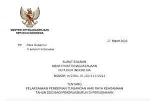 Menaker RI Terbitkan SE Pemberian THR Bagi Pekerja/Buruh di Perusahan, Berikut Besarannya 