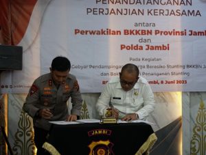 Dukung Percepatan Penurunan Stunting, Polda Jambi Tandatangani Kerjasama Dengan BKKBN
