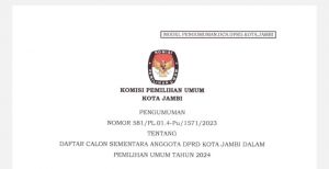 KPU Kota Jambi Umumkan Daftar Calon Sementara (DCS) DPRD Kota Jambi