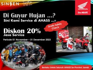 Sinsen Berikan Diskon Servis Khusus di Musim Penghujan