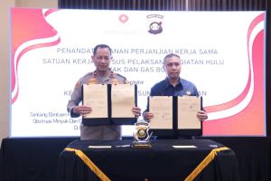 Jaga Pengamanan dan Penegakan Hukum pada Obvitnas Hulu, SKK Migas dan Polda Sumsel Lakukan PKS