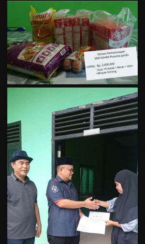 MW KAHMI Jambi Serahkan Donasi Uang, Susu Hingga Sembako Untuk Keluarga Zarkasih